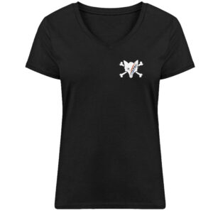 Damen Premium Organic T-Shirt V-Neck Fussballfuchs weiss Vorder- und Rückseite - Damen Premium Organic V-Neck T-Shirt ST/ST-16