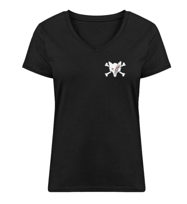 Damen Premium Organic T-Shirt V-Neck Fussballfuchs weiss Vorder- und Rückseite - Damen Premium Organic V-Neck T-Shirt ST/ST-16